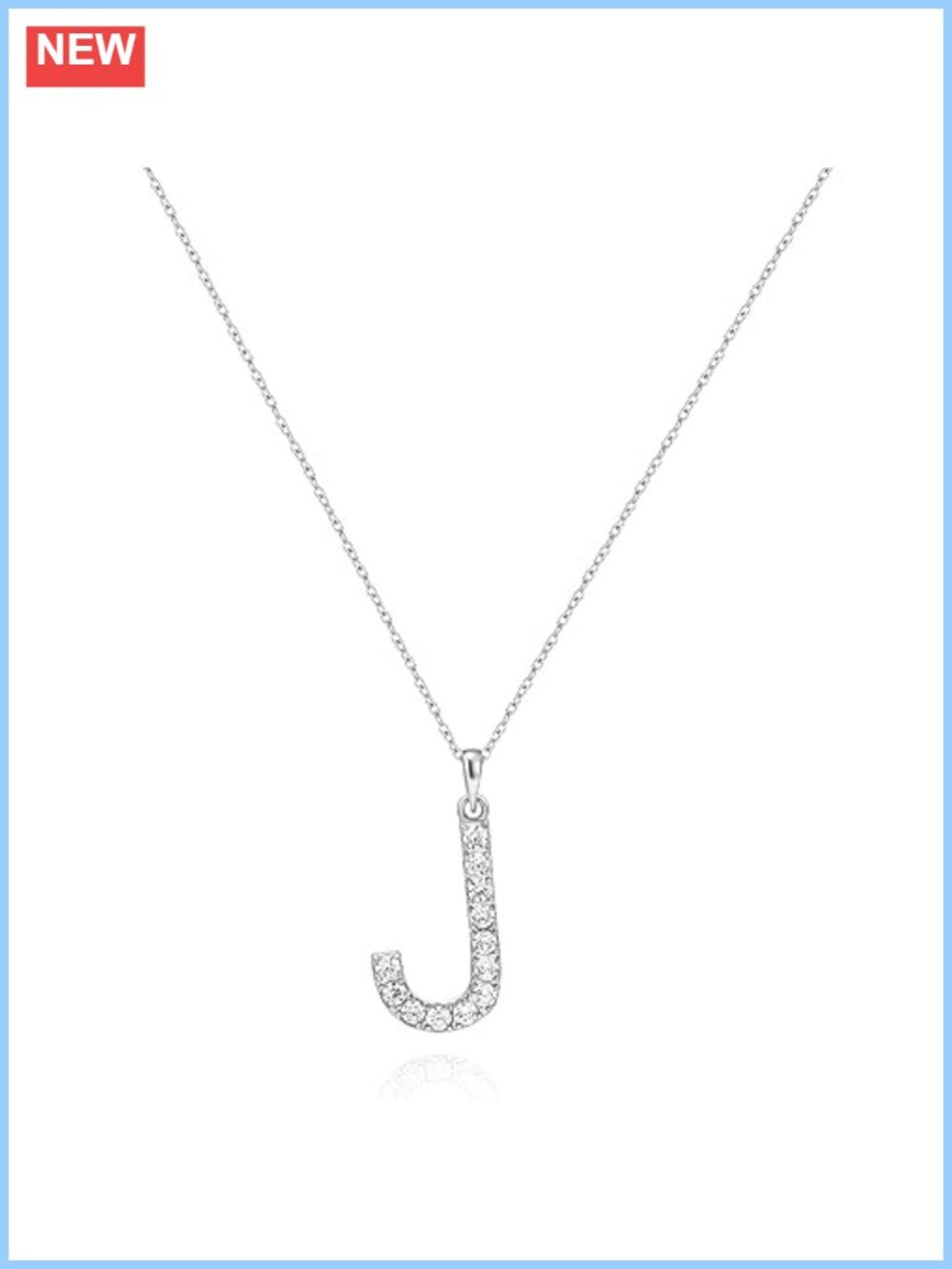 Stainless Steel CZ Initial Pendant Necklace Adjustable 20 Inch